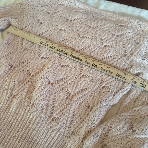 Halogen Soft Girl Pink Sweater Mohair Wool Blend sz S open crochet knit blush - Picture 8 of 8